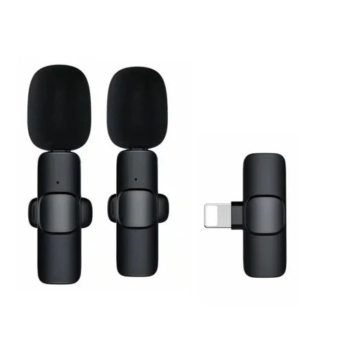 Vezeték nélküli lavalier mikrofon Lightning dupla (2 darabos szett) K1 fekete - 1