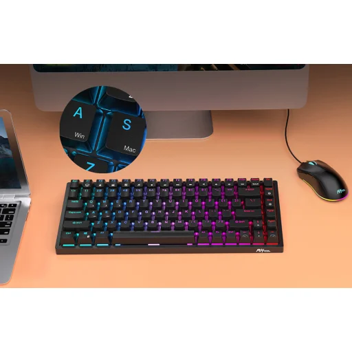 Vezeték nélküli mechanikus billentyűzet Royal Kludge RK84 RGB, Brown kapcsoló (fekete) - 10