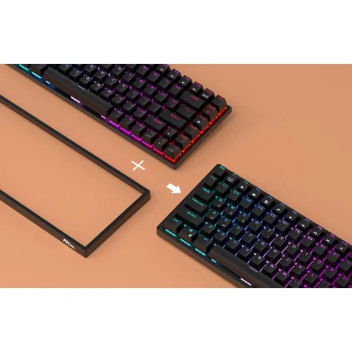 Vezeték nélküli mechanikus billentyűzet Royal Kludge RK84 RGB, Brown kapcsoló (fekete) - 7