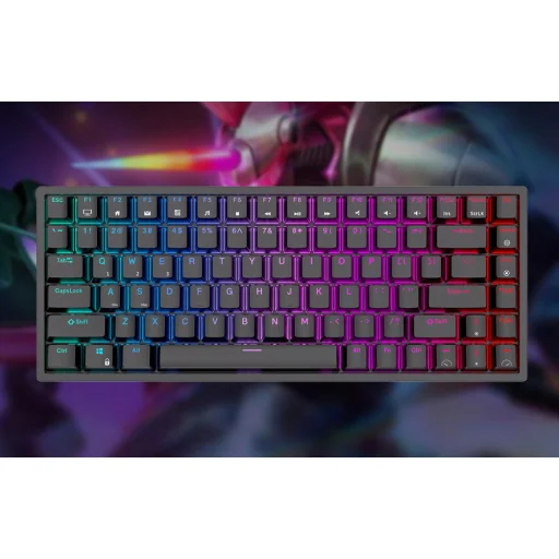 Vezeték nélküli mechanikus billentyűzet Royal Kludge RK84 RGB, Brown kapcsoló (fekete) - 6