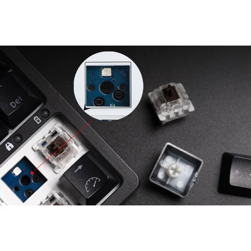 Vezeték nélküli mechanikus billentyűzet Royal Kludge RK84 RGB, Brown kapcsoló (fekete) - 9