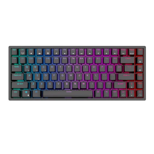 Vezeték nélküli mechanikus billentyűzet Royal Kludge RK84 RGB, Brown kapcsoló (fekete) - 1