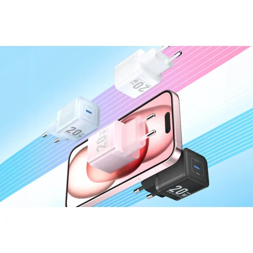 Hálózati töltő, Vention, FEPW0-EU, USB-C, 20W, GaN (fehér) - 2