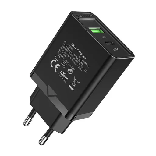 Fali töltő EU USB-A(18W) USB-C(20W) Vention FBBB0-EU 2.4A PD3.0 (fekete), - 3
