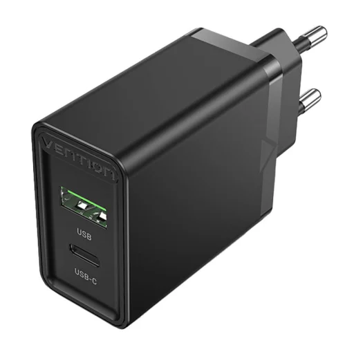 Fali töltő EU USB-A(18W) USB-C(20W) Vention FBBB0-EU 2.4A PD3.0 (fekete), - 1