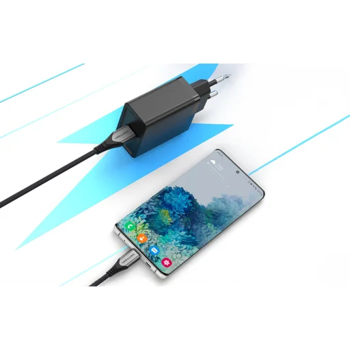 Fali töltő Vention FACB0-EU 1-portos USB (22.5W) Fekete - 5