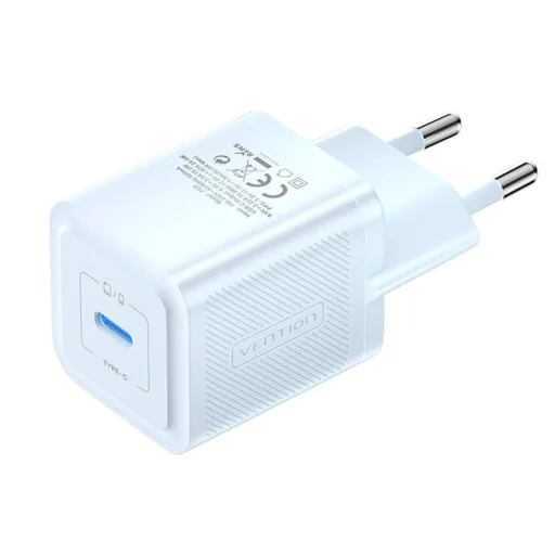 Fali töltő, Vention, FEPL0-EU, USB-C, 20W, GaN (kék) - 1