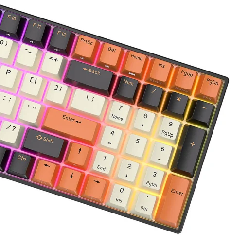Royal Kludge RK100 RGB mechanikus billentyűzet, barna kapcsoló (fekete-narancs) - 3