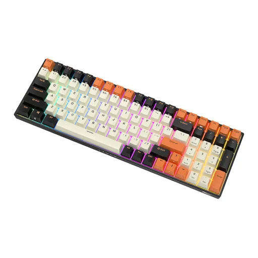 Royal Kludge RK100 RGB mechanikus billentyűzet, barna kapcsoló (fekete-narancs) - 4