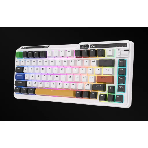 Vezeték nélküli mechanikus billentyűzet Royal Kludge KZZI K75 pro RGB, Moment Switch (fekete és fehér) - 11