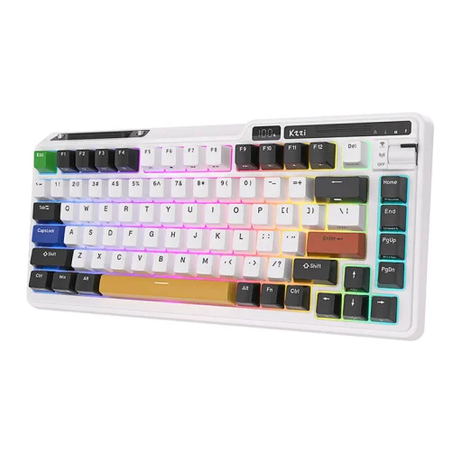 Vezeték nélküli mechanikus billentyűzet Royal Kludge KZZI K75 pro RGB, Moment Switch (fekete és fehér) - 3