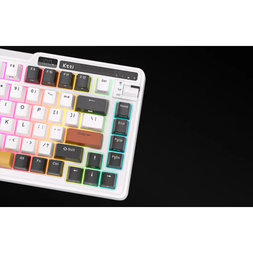 Vezeték nélküli mechanikus billentyűzet Royal Kludge KZZI K75 pro RGB, Moment Switch (fekete és fehér) - 9