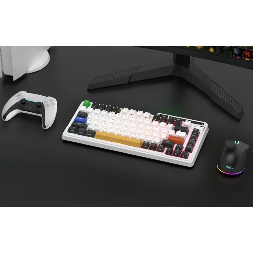 Vezeték nélküli mechanikus billentyűzet Royal Kludge KZZI K75 pro RGB, Moment Switch (fekete és fehér) - 6