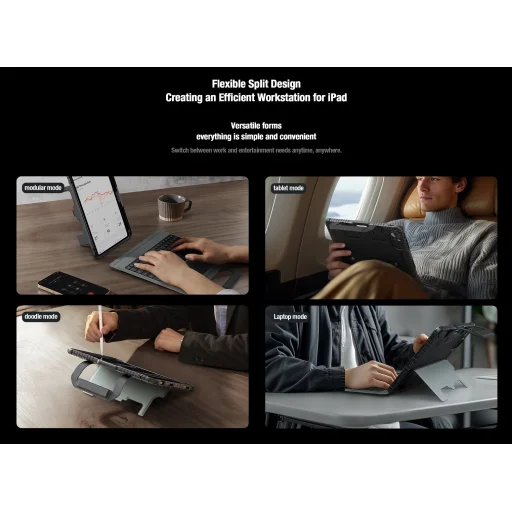  iPad Pro 11 2024 fekete Nillkin Bumper GO Keyboard fliptok (háttérvilágításos változat) angol nyelvű - 7