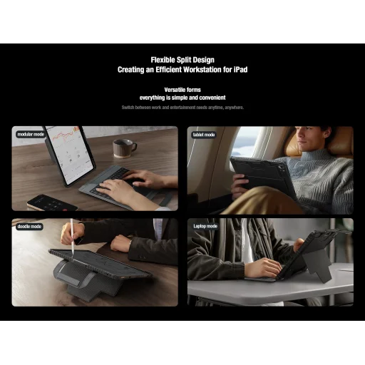  iPad Pro 13 2024 Fekete Nillkin Bumper GO Keyboard tok (háttérvilágítású változat) ANGOL nyelvű EN - 7