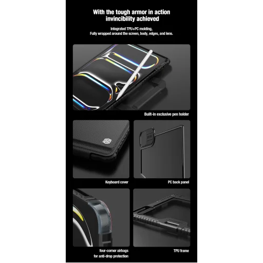  iPad Pro 13 2024 Fekete Nillkin Bumper GO Keyboard tok (háttérvilágítású változat) ANGOL nyelvű EN - 9