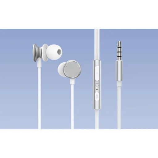 Joyroom vezetékes fülhallgató, fülbe dugható fejhallgató távirányítóval és mikrofonnal, 3,5 mm-es jack csatlakozóval, ezüst színben (JR-EW03) - 6