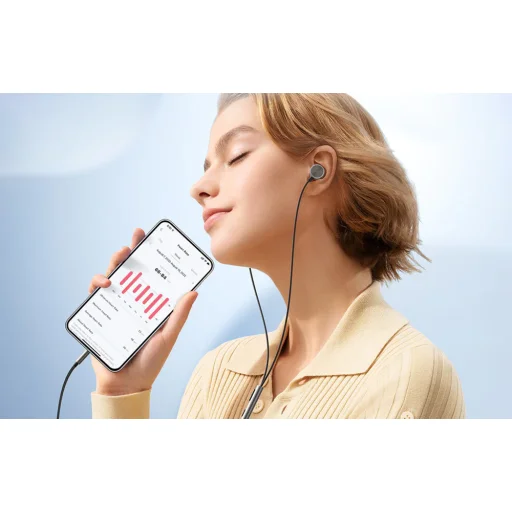 Joyroom vezetékes fülhallgató, fülbe dugható fejhallgató távirányítóval és mikrofonnal, 3,5 mm-es jack csatlakozóval, ezüst színben (JR-EW03) - 2