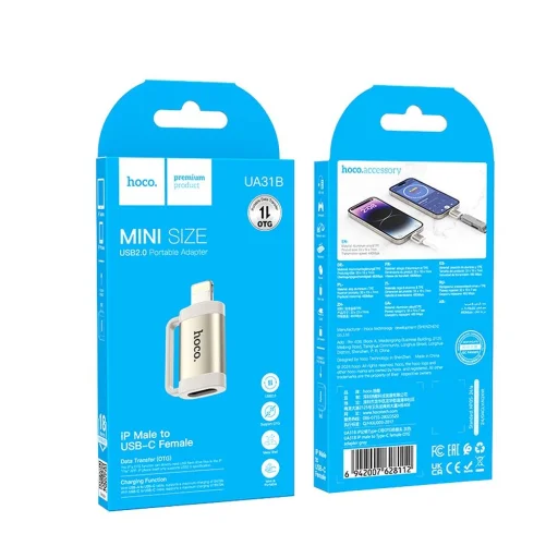 HOCO adapter OTG Lightning (férfi) - Type C (női) 2A UA31B szürke - 3