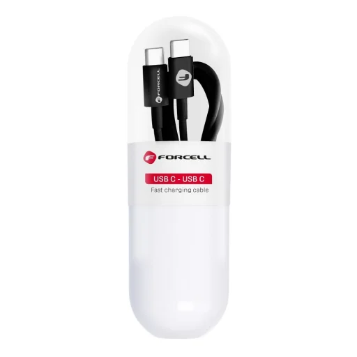 FORCELL C293 Type-C USB kábel Type C to Type C PD QC 48W TUBE 1 m fekete - 1