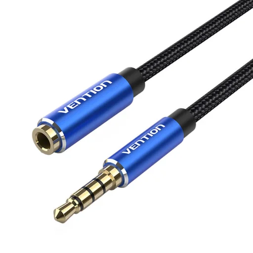 Audio Kábel TRRS 3.5mm Férfi - 3.5mm Női Vention BHCLG 1,5m Kék - 4