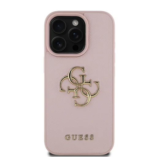  iPhone 16 Pro Pink Guess PU Grained 4G Metal Logo tok - 3