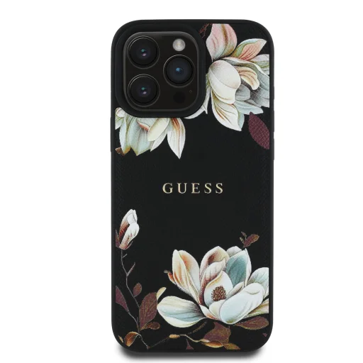  iPhone 16 Pro fekete Guess PU Grained Magnolia MagSafe tok - 3
