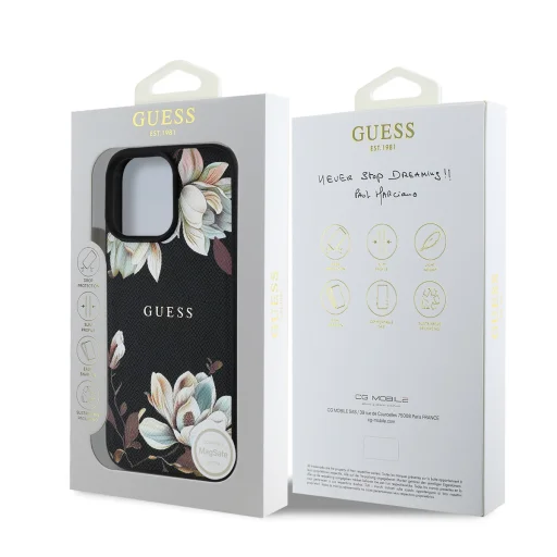  iPhone 16 Pro fekete Guess PU Grained Magnolia MagSafe tok - 7
