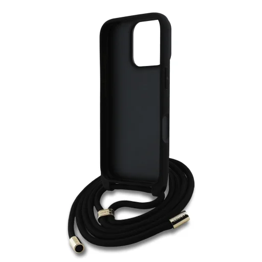  iPhone 16 Pro Fekete Guess PU 4G Metal Logo Crossbody Pántos tok - 5