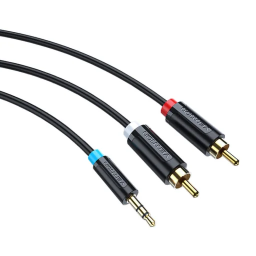 Audio kábel 3.5mm - 2x RCA Vention BCLBI 3m Fekete, - 2