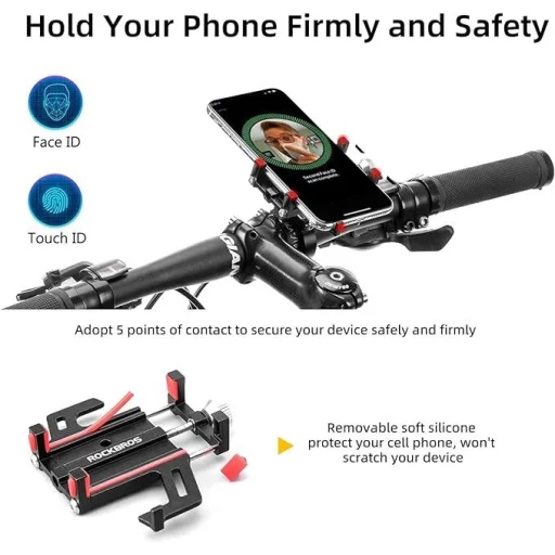 Rockbros 699-BK Aluminum Alloy Bicycle Phone Holder - Black - 2