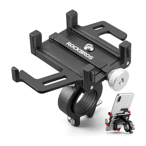 Rockbros 699-BK Aluminum Alloy Bicycle Phone Holder - Black - 1