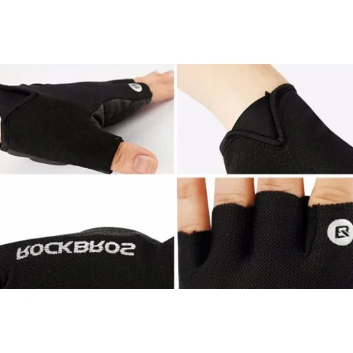 Rockbros S106BK-M kerékpáros fél ujjú kesztyű (fekete), M méret - 3
