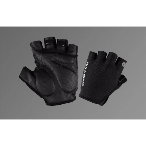 Rockbros S106BK-M kerékpáros fél ujjú kesztyű (fekete), M méret - 4