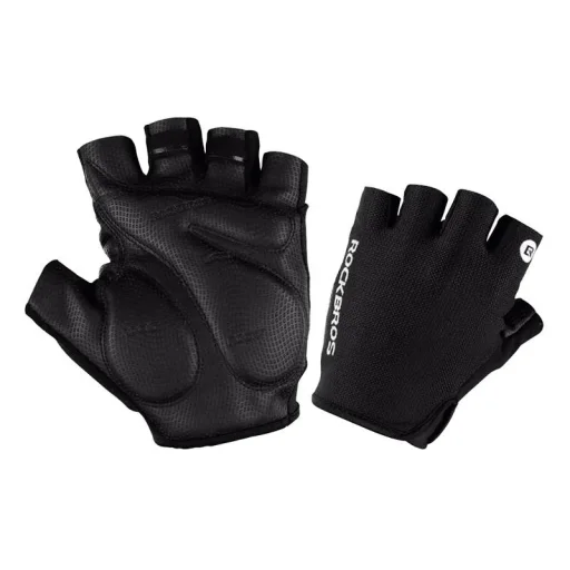 Rockbros S106BK-M kerékpáros fél ujjú kesztyű (fekete), M méret - 1