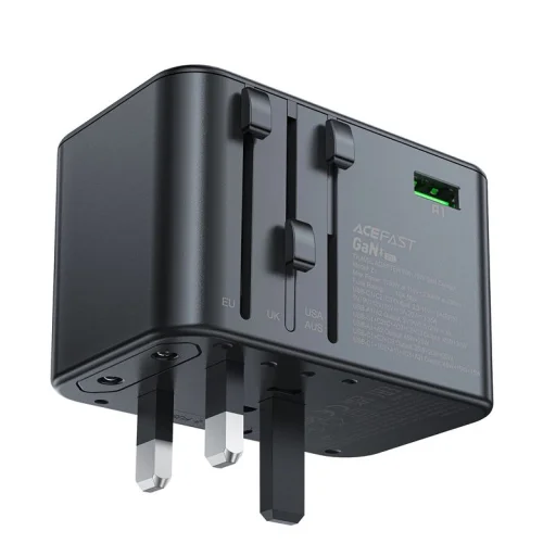 Acefast Z1 GaN 75W PD utazó adapter 3x USB-C 2x USB-A - fekete - 6
