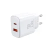 Joyroom JR-TCF05 20W USB-C / USB-A Gyors Dual Port Hálózati Töltő - Fehér + USB-C - Lightning 1m thumbnail