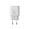Joyroom JR-TCF05 20W USB-C / USB-A Gyors Dual Port Hálózati Töltő - Fehér + USB-C - Lightning 1m thumbnail