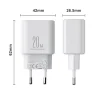 Joyroom JR-TCF05 20W USB-C / USB-A Gyors Dual Port Hálózati Töltő - Fehér + USB-C - Lightning 1m thumbnail