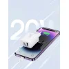 Joyroom JR-TCF05 20W USB-C / USB-A Gyors Dual Port Hálózati Töltő - Fehér + USB-C - Lightning 1m thumbnail