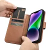 iCarer Wallet 2in1 bőr fliptok iPhone 14 Anti-RFID barna tok (WMI14220725-BN) thumbnail