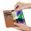iCarer Wallet 2in1 bőr fliptok iPhone 14 Anti-RFID barna tok (WMI14220725-BN) thumbnail