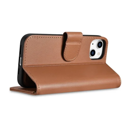 iCarer Wallet 2in1 bőr fliptok iPhone 14 Anti-RFID barna tok (WMI14220725-BN) - 8