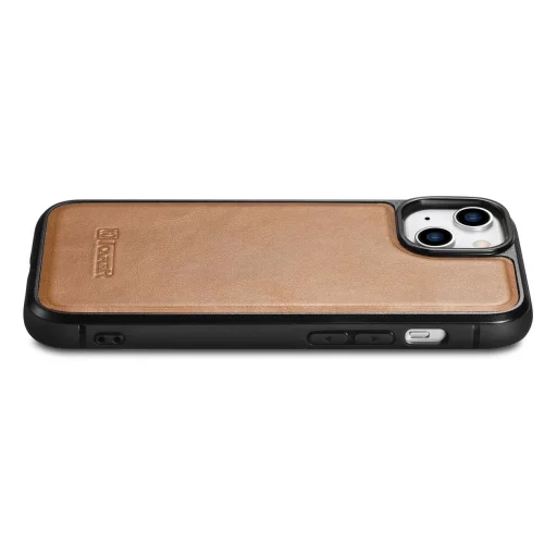 iCarer bőr olajos-viaszos tok természetes bőrrel bevonva iPhone 14 barna tok (WMI14220717-TN) - 9