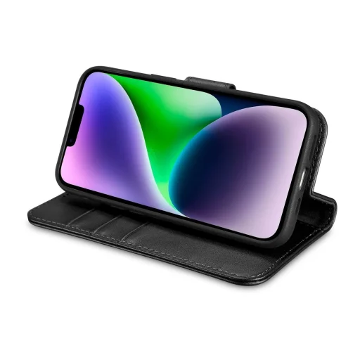 iCarer Pénztárca 2in1 iPhone 14 Plus Anti-RFID Bőr Fliptok Fekete tok - 9