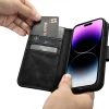 iCarer Olajozott Viaszos Pénztárca Tok 2 az 1-ben iPhone 14 Pro Bőr Fliptok Anti-RFID fekete thumbnail