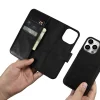 iCarer Olajozott Viaszos Pénztárca Tok 2 az 1-ben iPhone 14 Pro Bőr Fliptok Anti-RFID fekete thumbnail