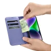 iCarer Wallet 2az1-ben iPhone 14 Plus Anti-RFID bőr fliptok Világos Lila tok