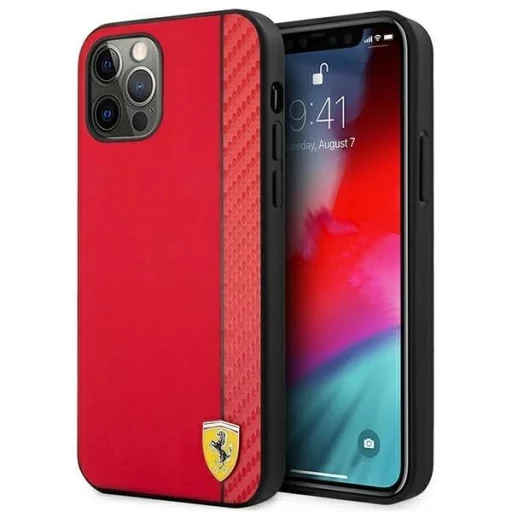 Ferrari FESAXHCP12LRE iPhone 12 Pro Max 6.7" piros/piros tok On Track Carbon Stripe - 1