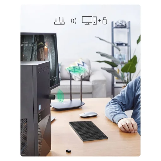 Ugreen két sávos adapter külső USB hálózati kártya - WiFi 11ac AC650 fekete (CM448) - 11